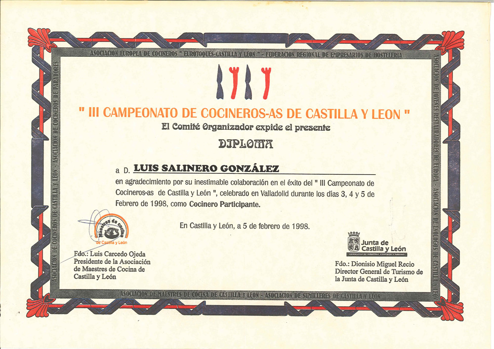 cocinero Castilla y León 1998-1999